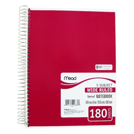 MEAD 8 in. W X 10-1/2  L Wide Ruled Spiral Notebook 05680